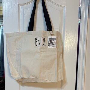 Rae Dunn Bride Tote - Cream with Black Accents